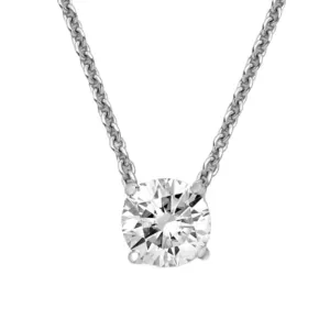 0.25 CT Round Diamond Solitaire 14K White Gold Necklace