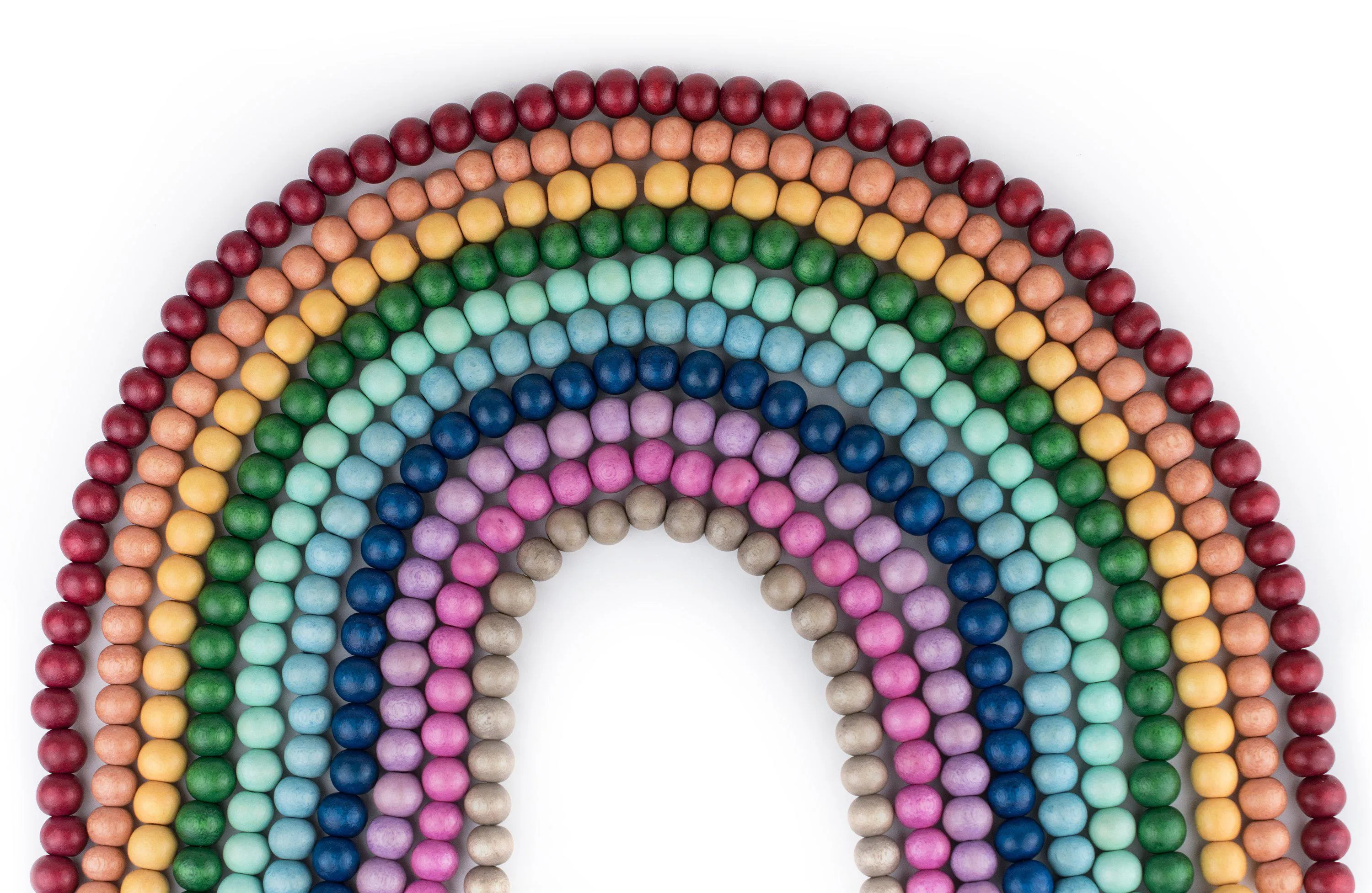 10 Strand Rainbow Bundle: Natural Wood Beads (8mm)