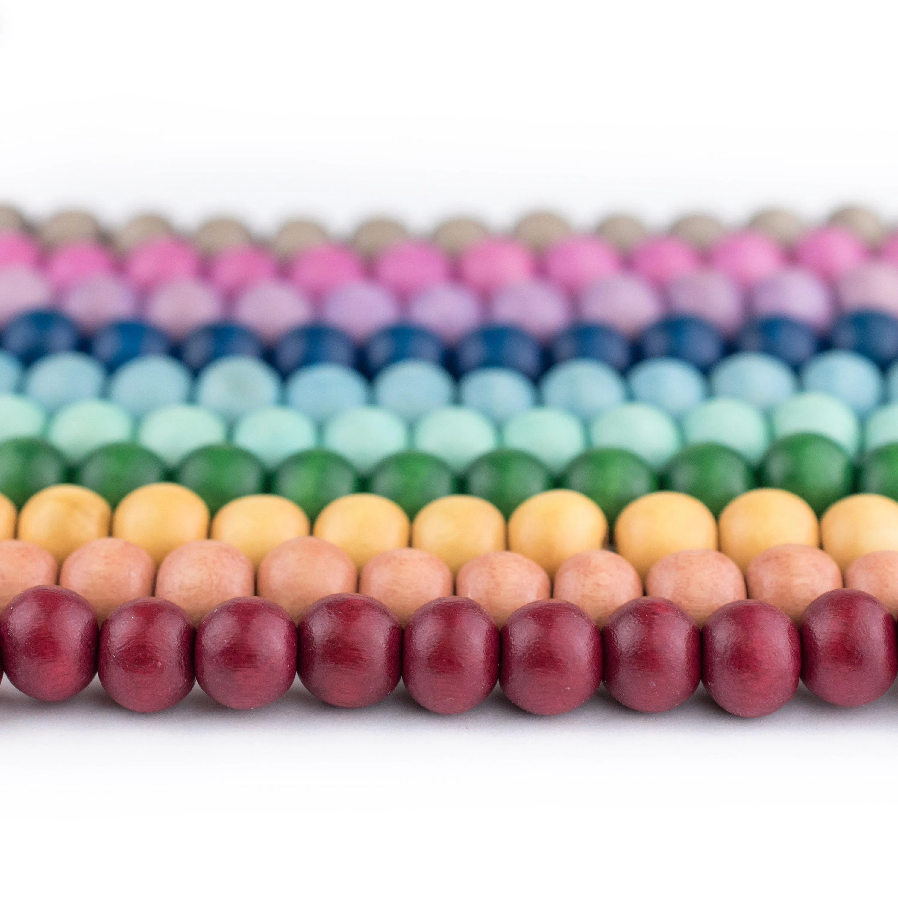 10 Strand Rainbow Bundle: Natural Wood Beads (8mm)