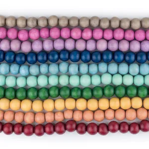 10 Strand Rainbow Bundle: Natural Wood Beads (8mm)