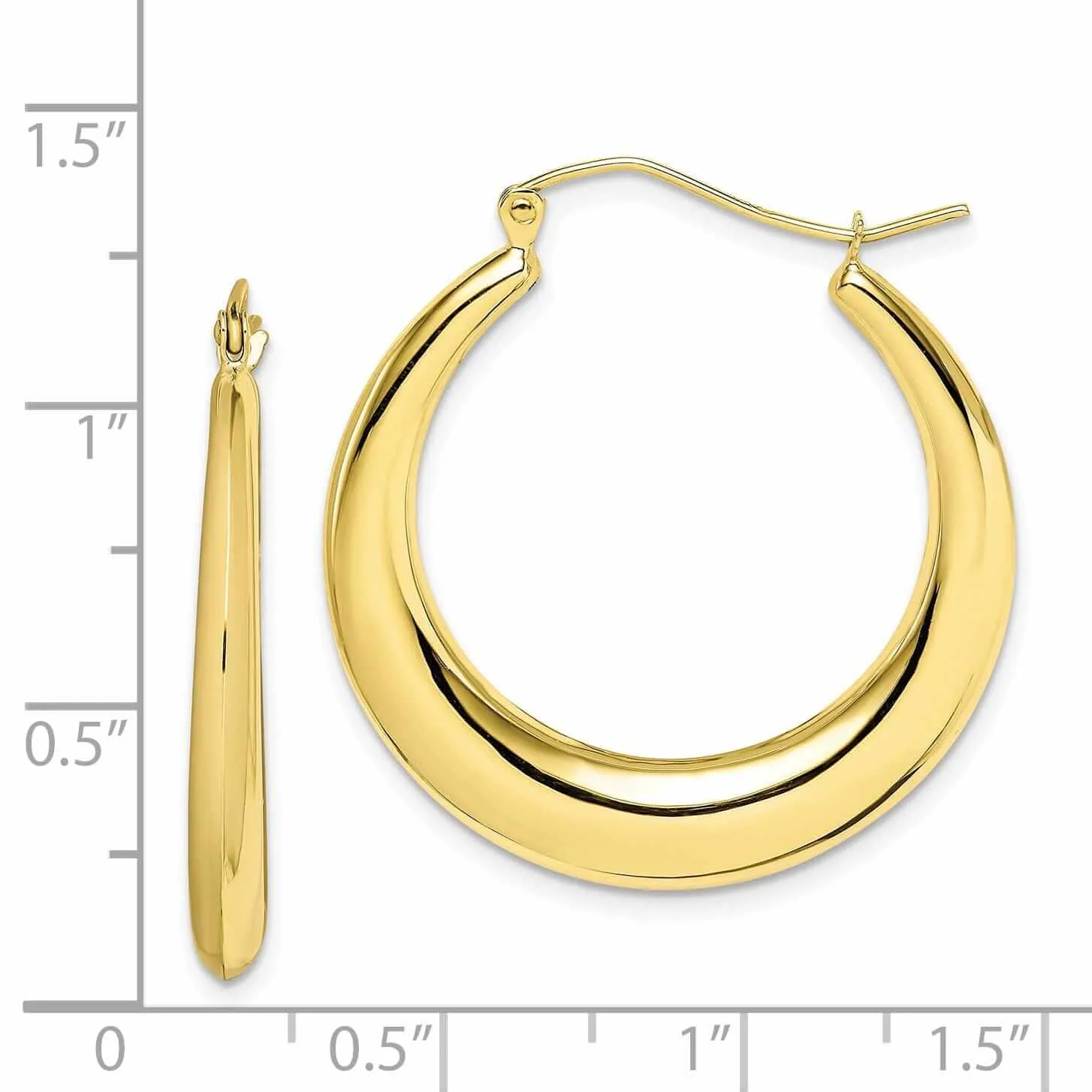 10KT Yellow Gold Classic Polished Hoop Earrings