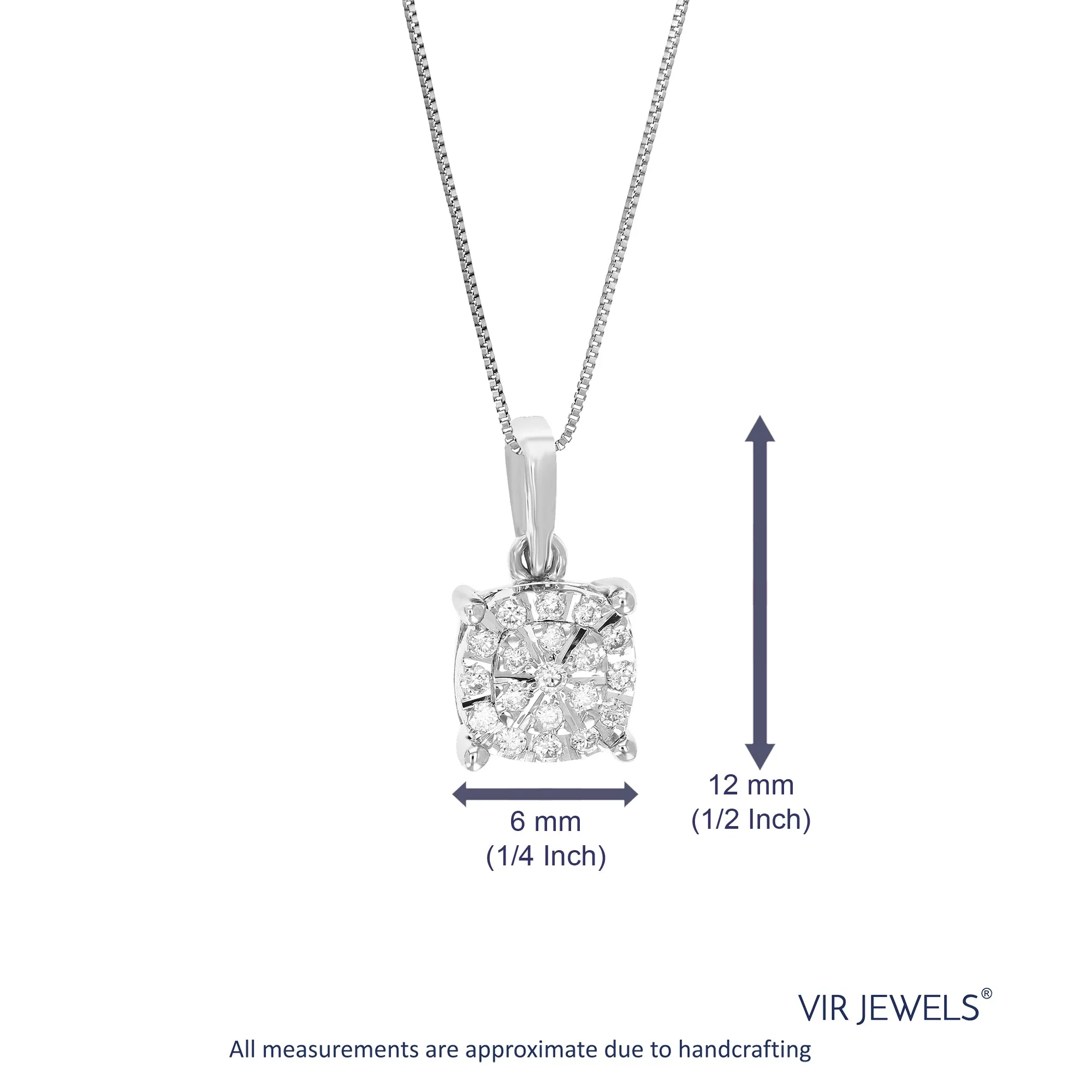 1/10 cttw Lab Grown Diamond Accent Pendant Necklace .925 Sterling Silver 1/4 Inch With 18 Inch Chain