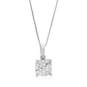 1/10 cttw Lab Grown Diamond Accent Pendant Necklace .925 Sterling Silver 1/4 Inch With 18 Inch Chain