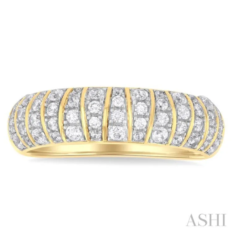 1/2 Ctw Ribbed Dome Shape Round Cut Diamond Fashion Ring in 10K Yellow Gold