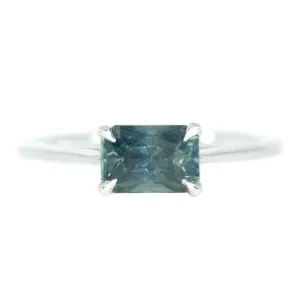 1.29ct Radiant Cut Sapphire East-West Ring In 14k White Gold