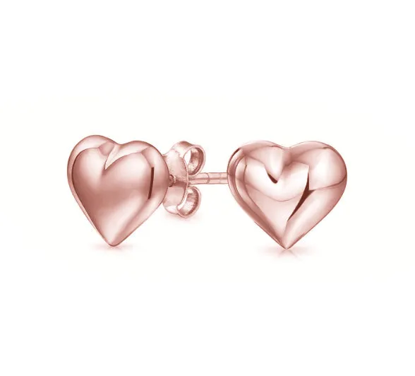 14K Gold Delicate Dainty Heart Studs Earrings - 3 Colors