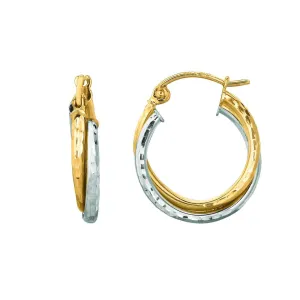 14K Gold Double Row Hoop Earrings