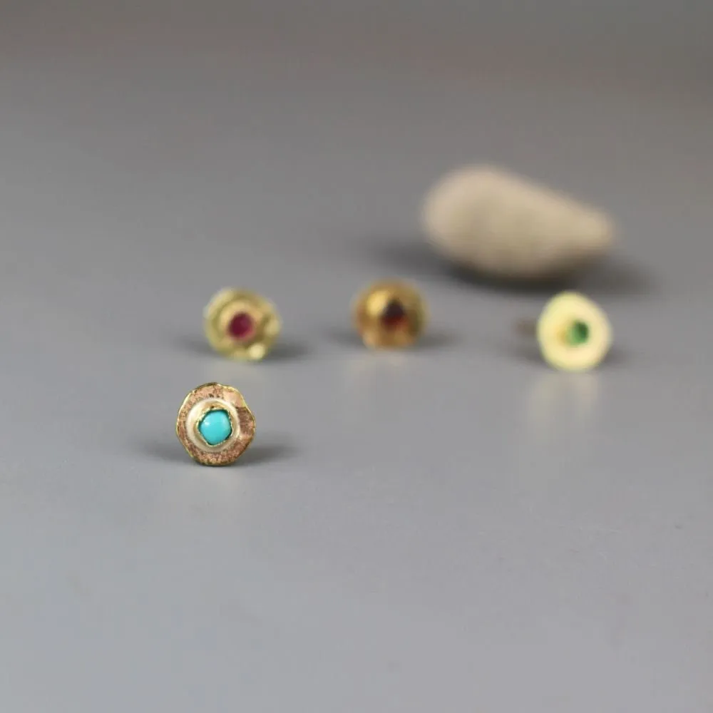 14K Gold Gemstone Stud Earrings