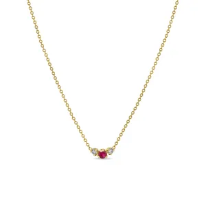 14k Mixed Prong Ruby & Diamond Trio Necklace