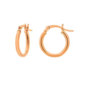 14K Rose Gold 15mm x 2mm Polished Hoop Earrings w/ Snap Bar