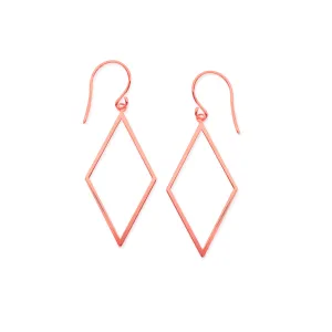 14K Rose Gold Shiny Drop Triangle Earrings