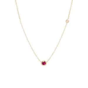 14k Ruby & Floating Diamond Necklace