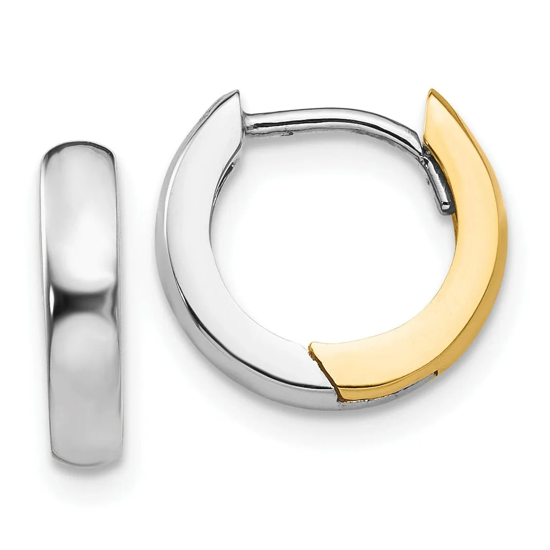 14k Two-tone Small Polished Hoop Earrings