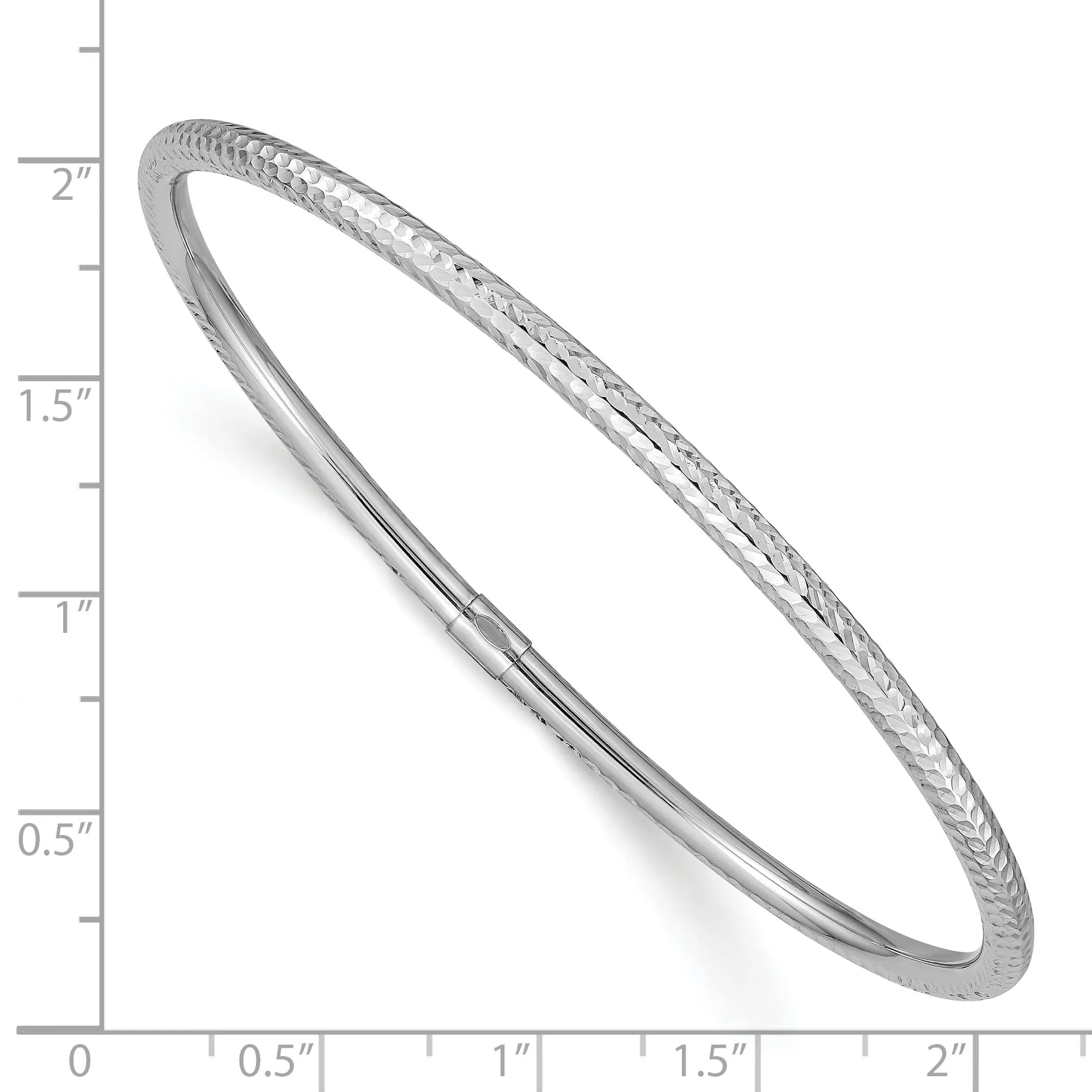 14k White Gold 3MM Diamond Cut Slip-on Bangle