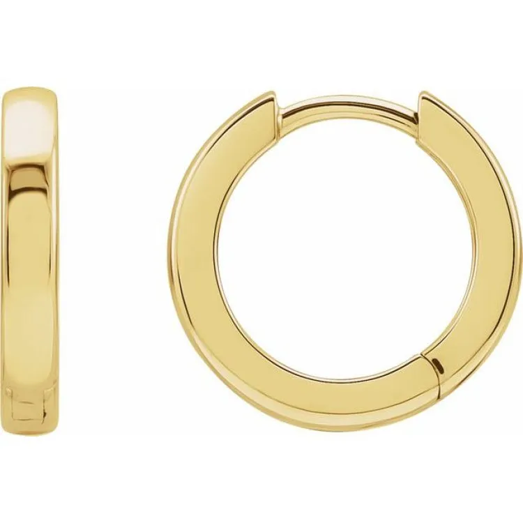 14K Yellow 14 mm Hinged Hoop Earring