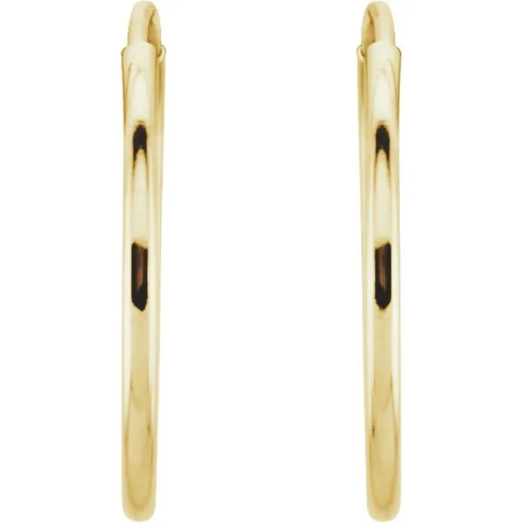 14K Yellow Endless Tube 15 mm Hoop Earring