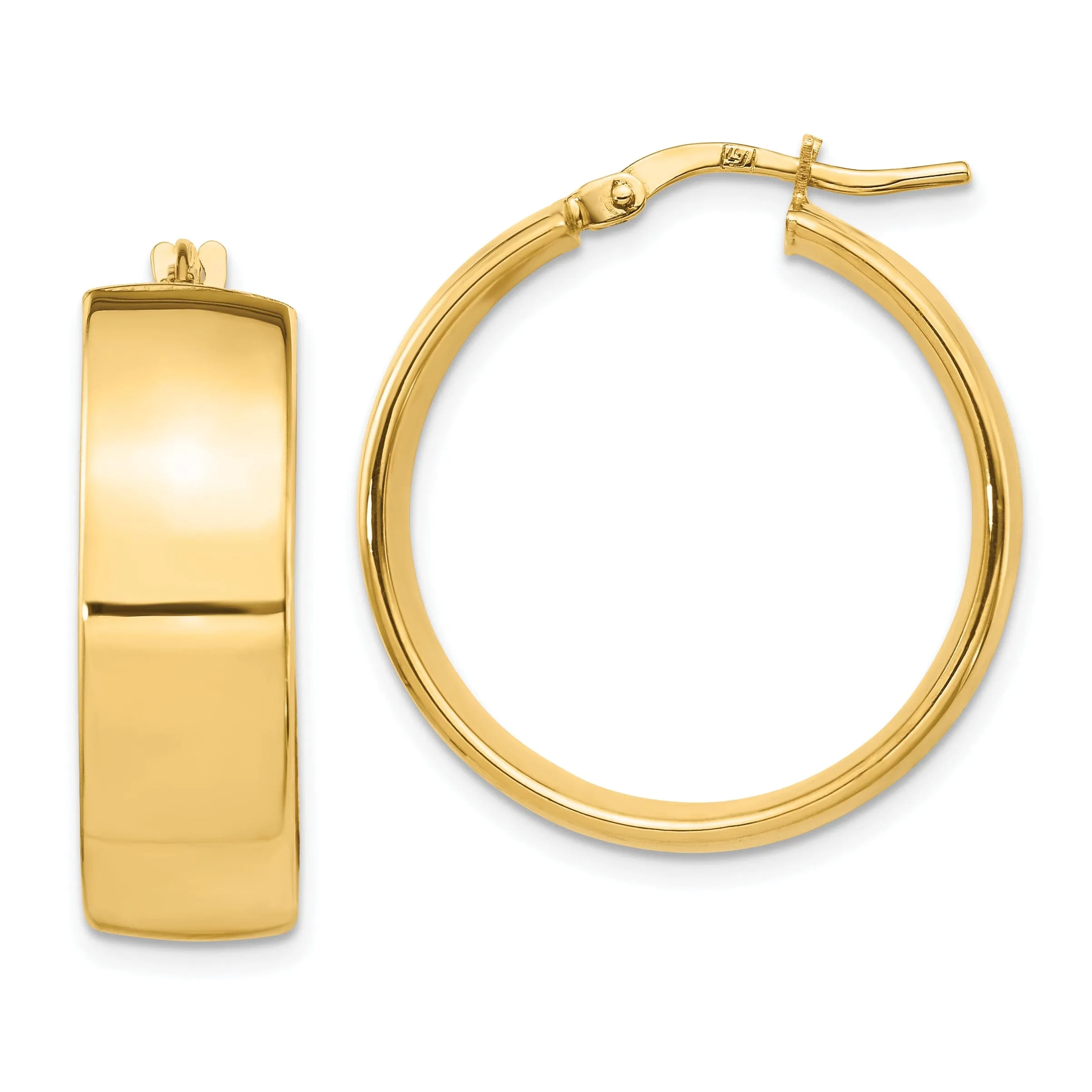 14k Yellow Gold 8mm High Polished Hoop Earrings