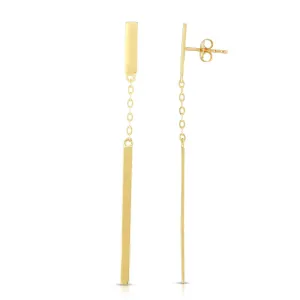 14K Yellow Gold Hanging Bar Drop Earrings