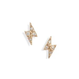 14K Yellow Gold Lightning Bolt Stud Earrings