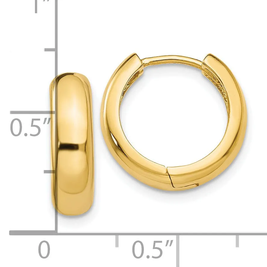 14k Yellow Gold Polished Huggie Hoop Earrings