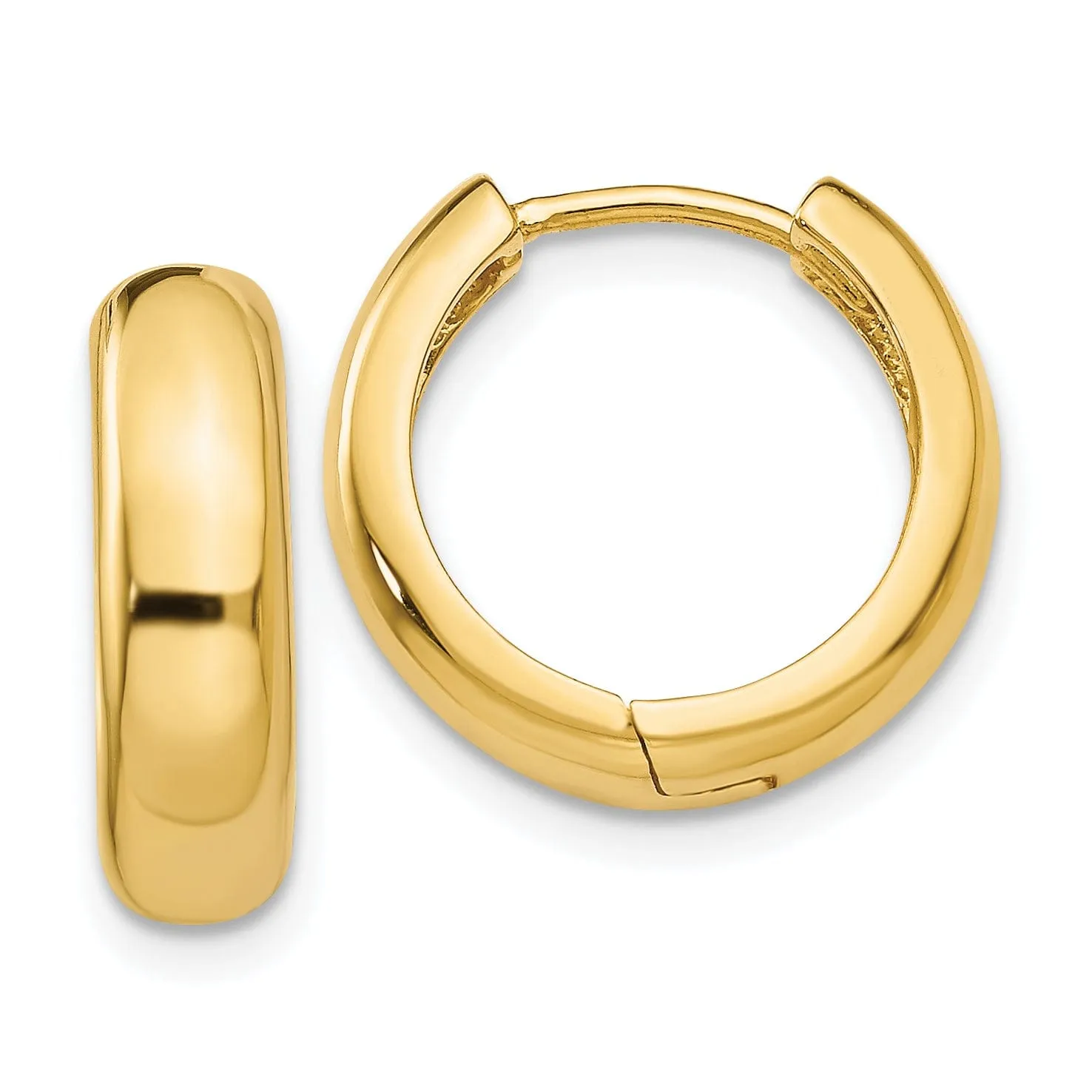 14k Yellow Gold Polished Huggie Hoop Earrings