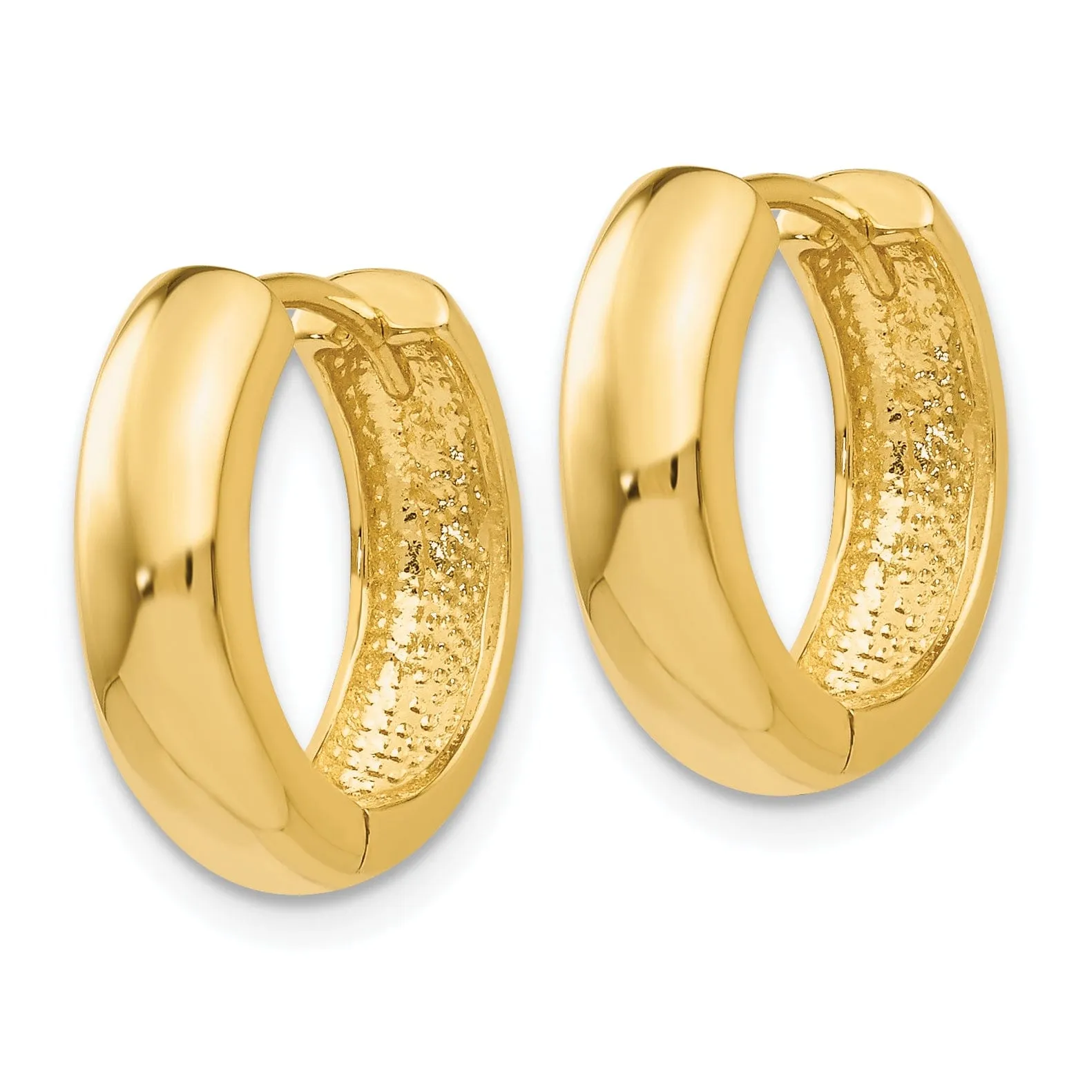 14k Yellow Gold Polished Huggie Hoop Earrings