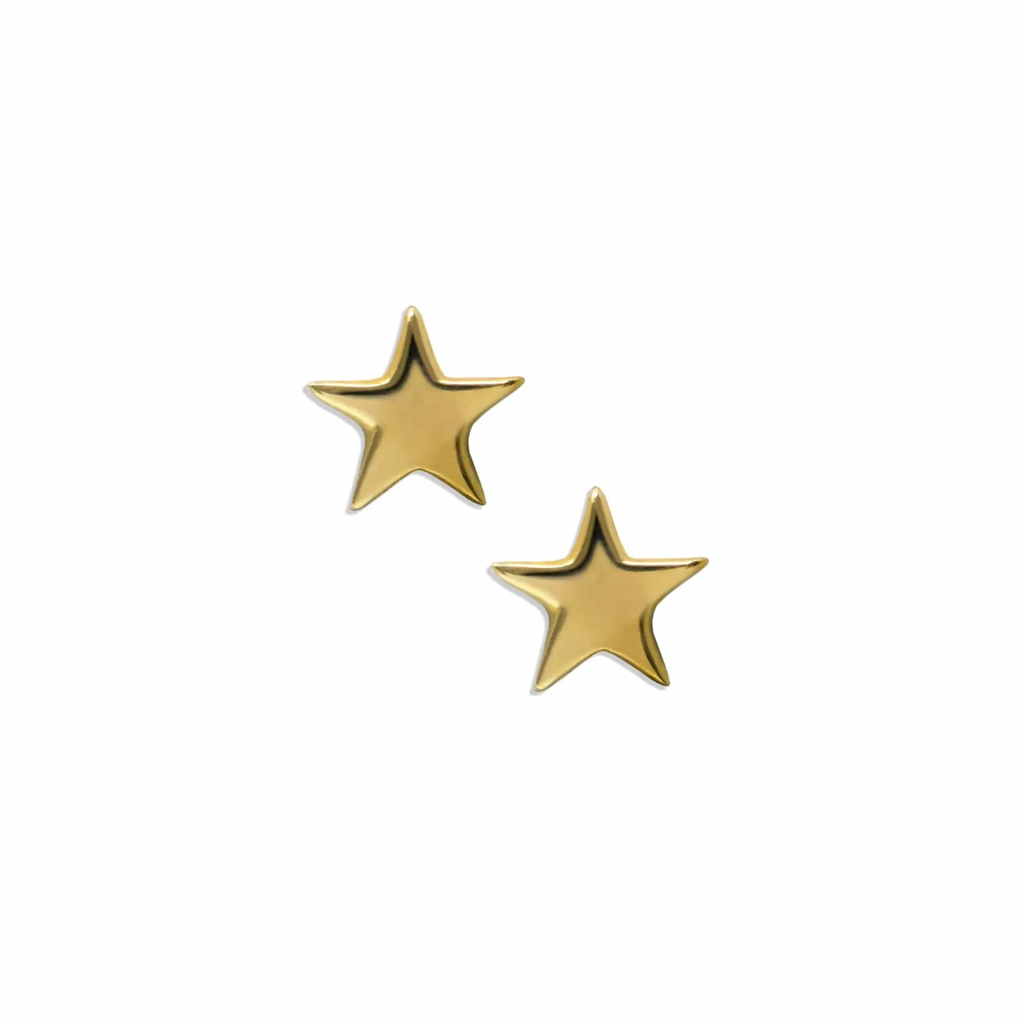 14K Yellow Gold Star Stud Earrings