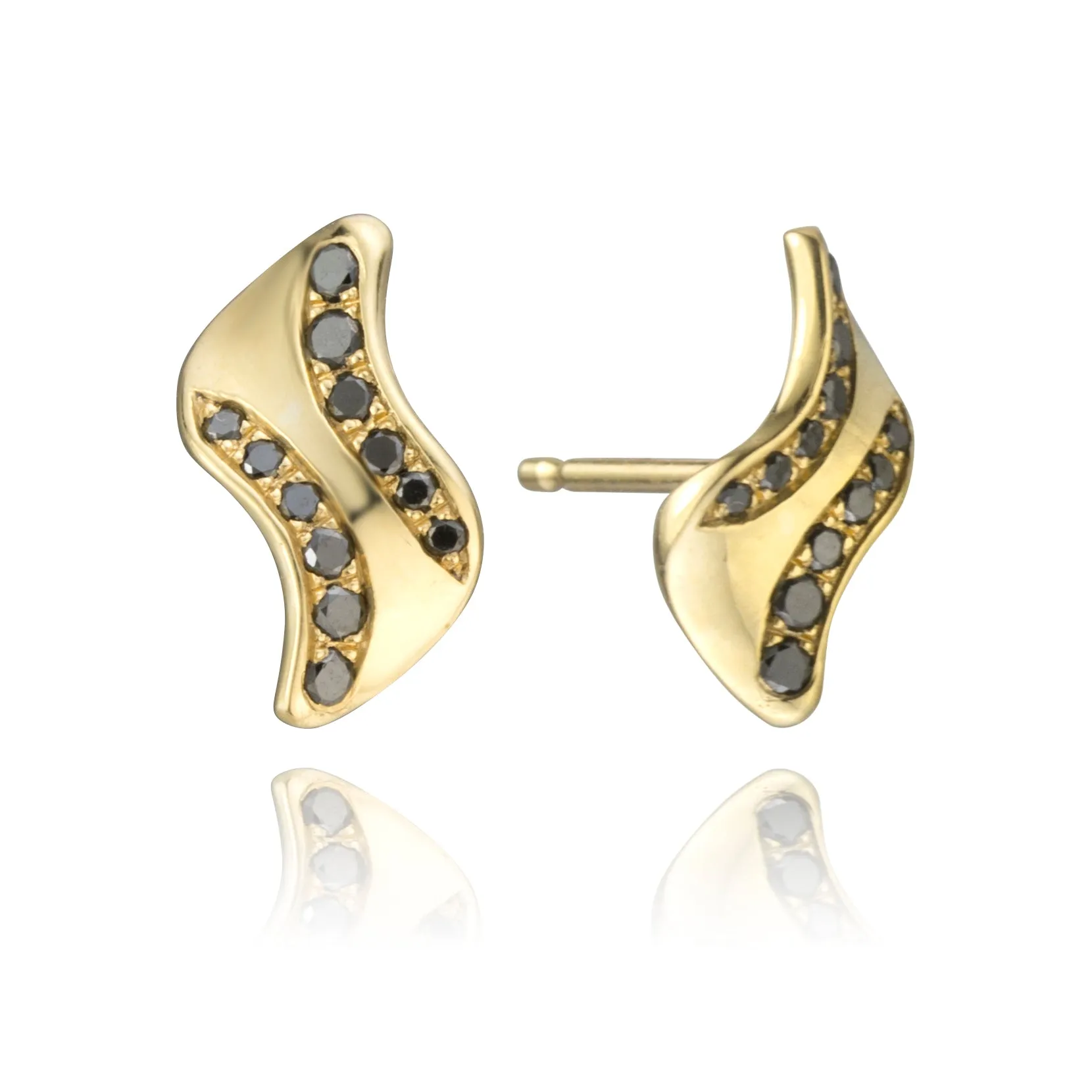 18K Gold and Black Diamond Studs