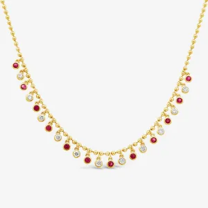 23 Drops By The Yard 1.30CT Ruby & Diamond Necklace