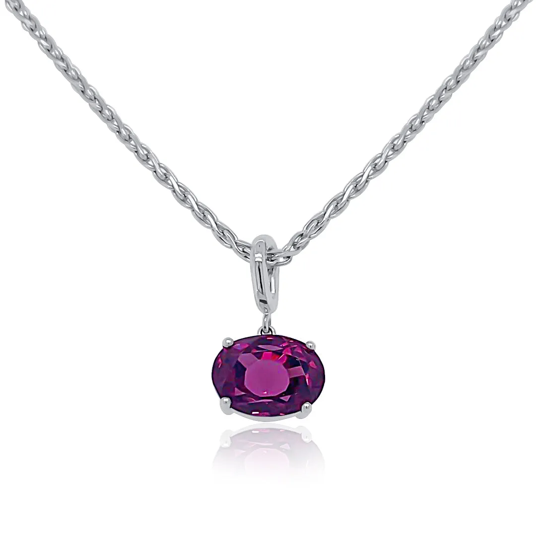 2.94 CT Oval Cut Pink Tourmaline 14K White Gold Pendant