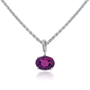 2.94 CT Oval Cut Pink Tourmaline 14K White Gold Pendant