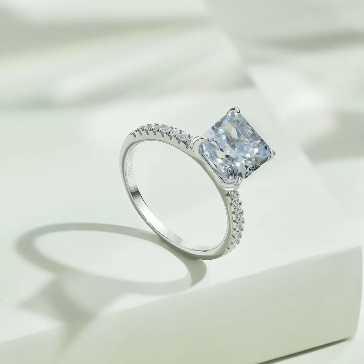 3 Carat Solitaire Square Radiant Cut Engagement Ring