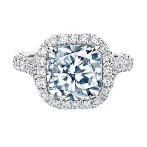 3.20 Ct. Cushion Cut Diamond Halo Pave Ring