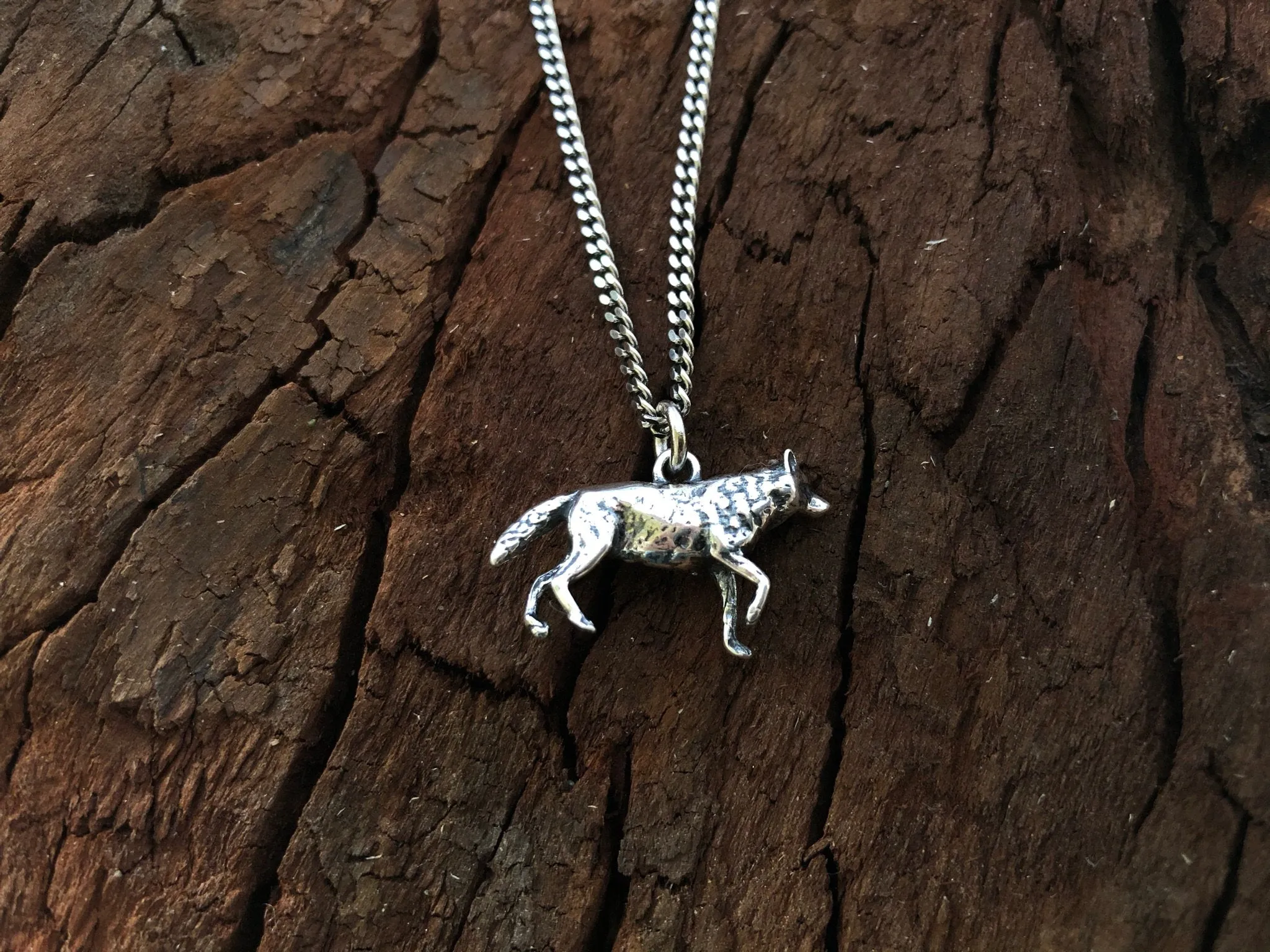 3D Grey Wolf Charm Necklace