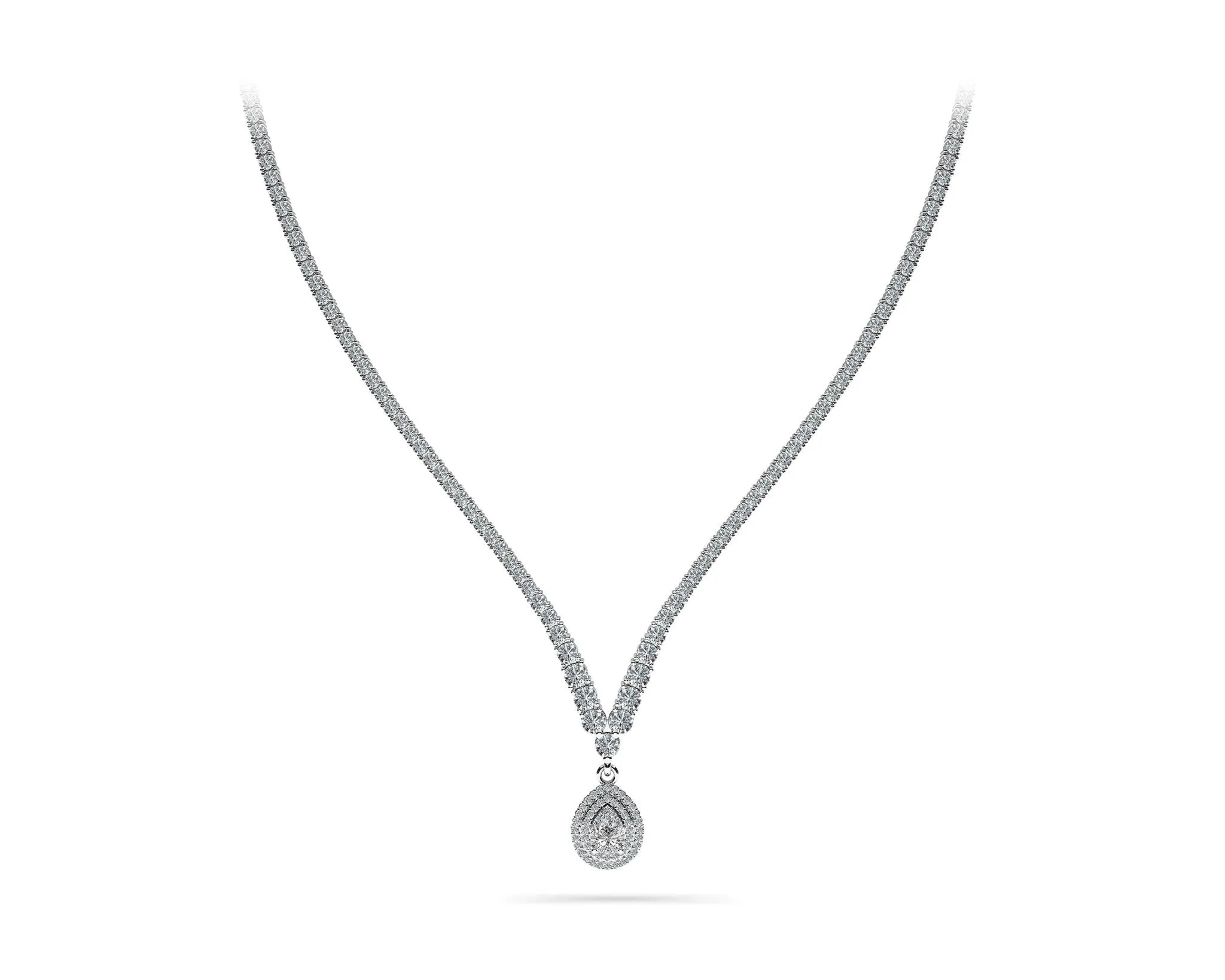 4 Prong Graduated V Diamond Necklace with 9.08 ct.(finished)