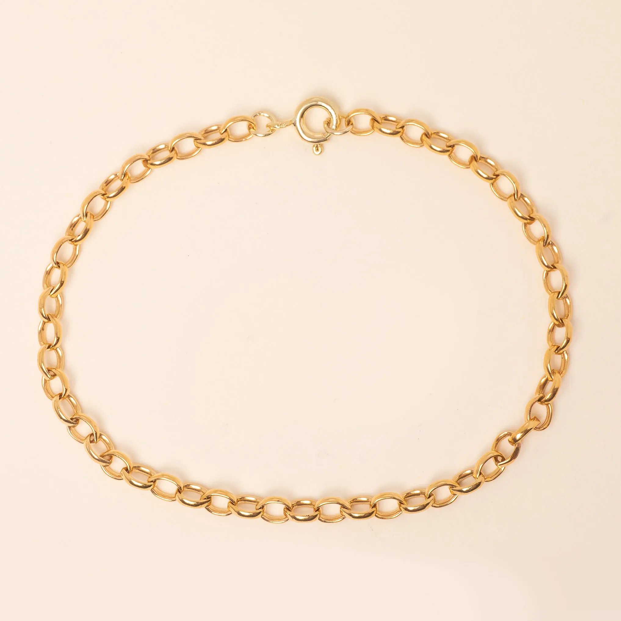 7" Antique 9ct Gold Oval Link Belcher Bracelet