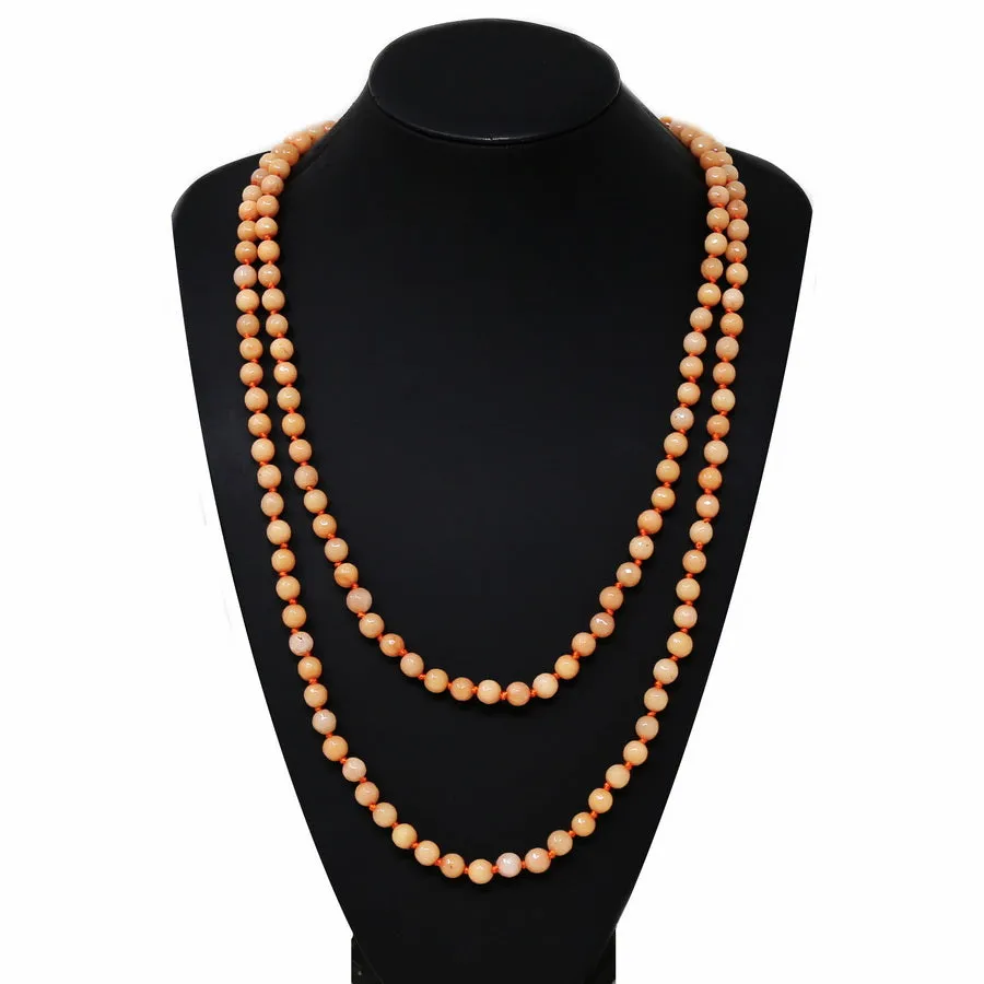 8mm Natural Stone Beaded Long Necklace (60")