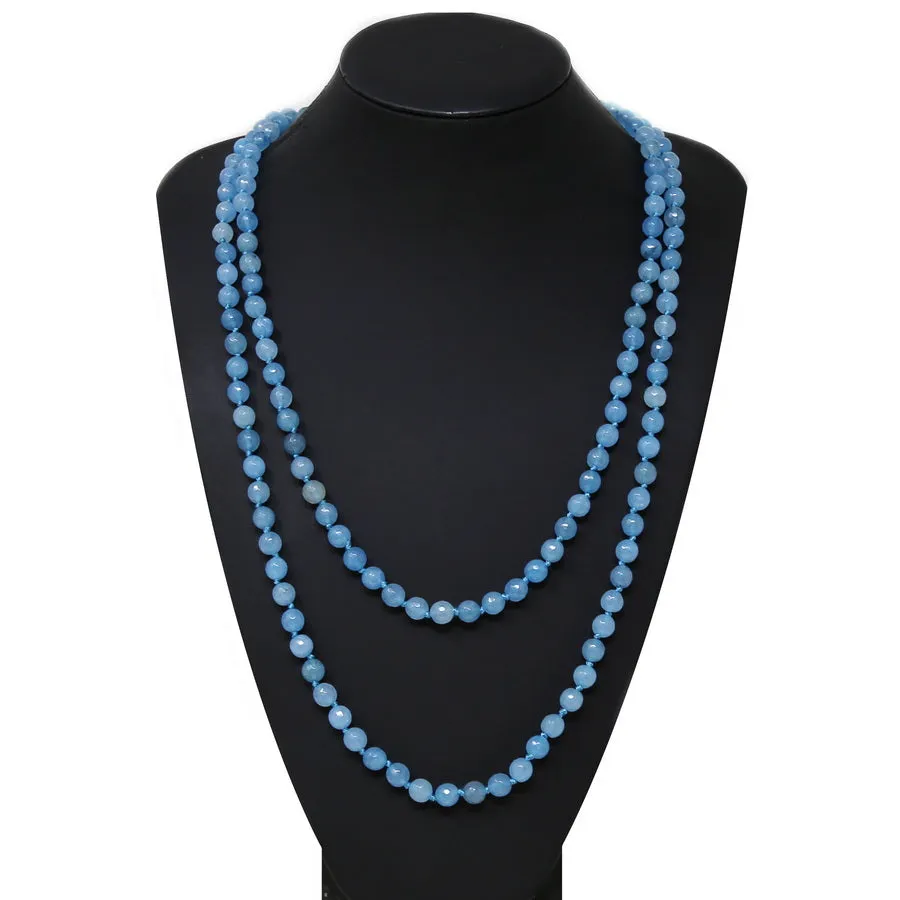 8mm Natural Stone Beaded Long Necklace (60")