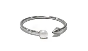 Adjustable Sterling Silver Pearl & Arrow Stacker Ring