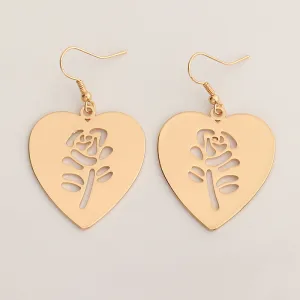 Alloy Polished Hollow Rose Earrings