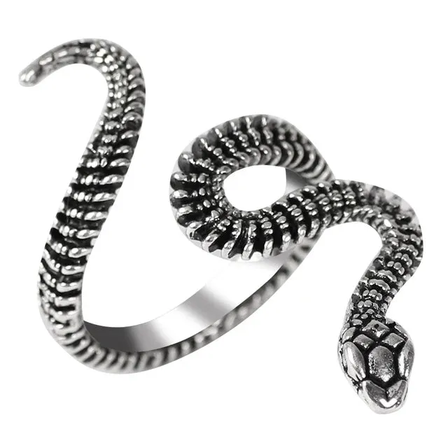 Anime Rings for Men Women Punk Goth Snake Ring Exaggerated Black Plated Gothic Adjustable Party Gift Jewelry Mujer Bijoux