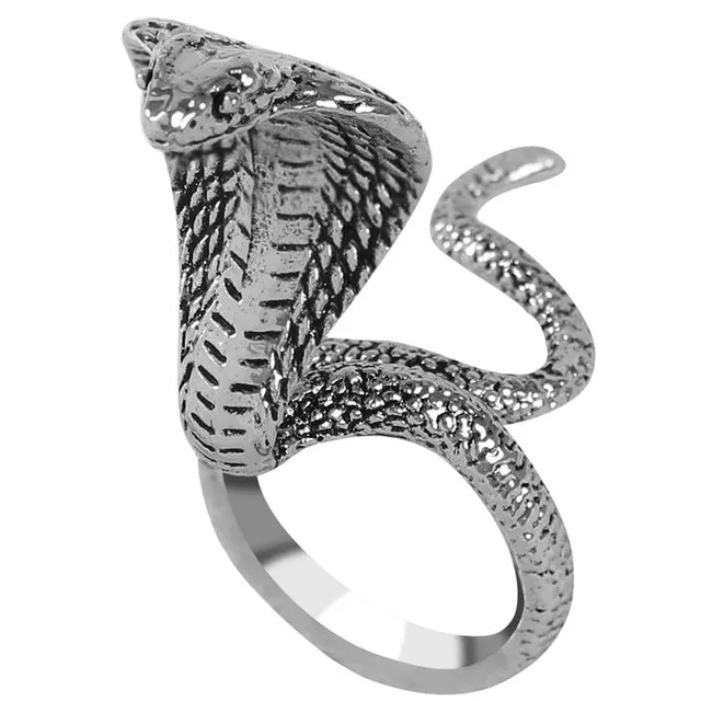 Anime Rings for Men Women Punk Goth Snake Ring Exaggerated Black Plated Gothic Adjustable Party Gift Jewelry Mujer Bijoux