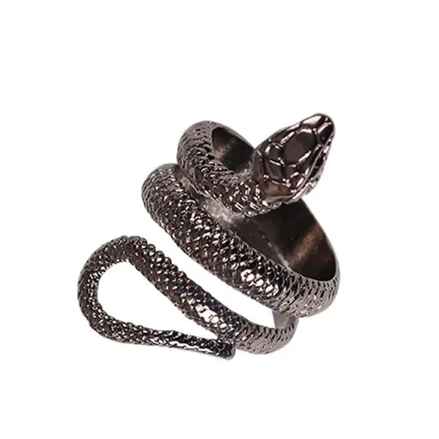 Anime Rings for Men Women Punk Goth Snake Ring Exaggerated Black Plated Gothic Adjustable Party Gift Jewelry Mujer Bijoux