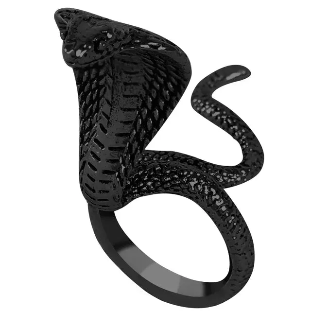 Anime Rings for Men Women Punk Goth Snake Ring Exaggerated Black Plated Gothic Adjustable Party Gift Jewelry Mujer Bijoux