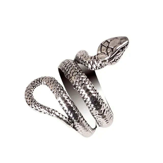 Anime Rings for Men Women Punk Goth Snake Ring Exaggerated Black Plated Gothic Adjustable Party Gift Jewelry Mujer Bijoux