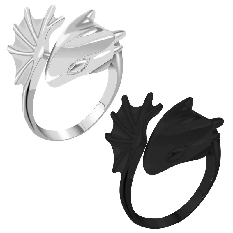 Anime Rings for Men Women Punk Goth Snake Ring Exaggerated Black Plated Gothic Adjustable Party Gift Jewelry Mujer Bijoux