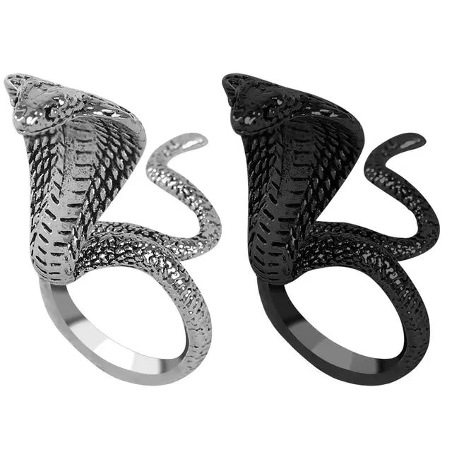 Anime Rings for Men Women Punk Goth Snake Ring Exaggerated Black Plated Gothic Adjustable Party Gift Jewelry Mujer Bijoux