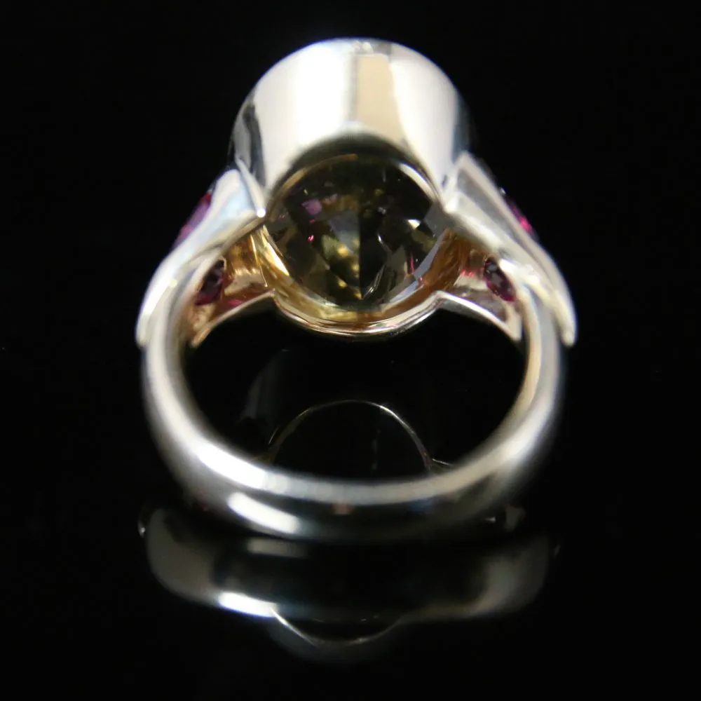 Antique Citrine & Ruby Ring 10Ct Citrine Set In 18Ct Gold