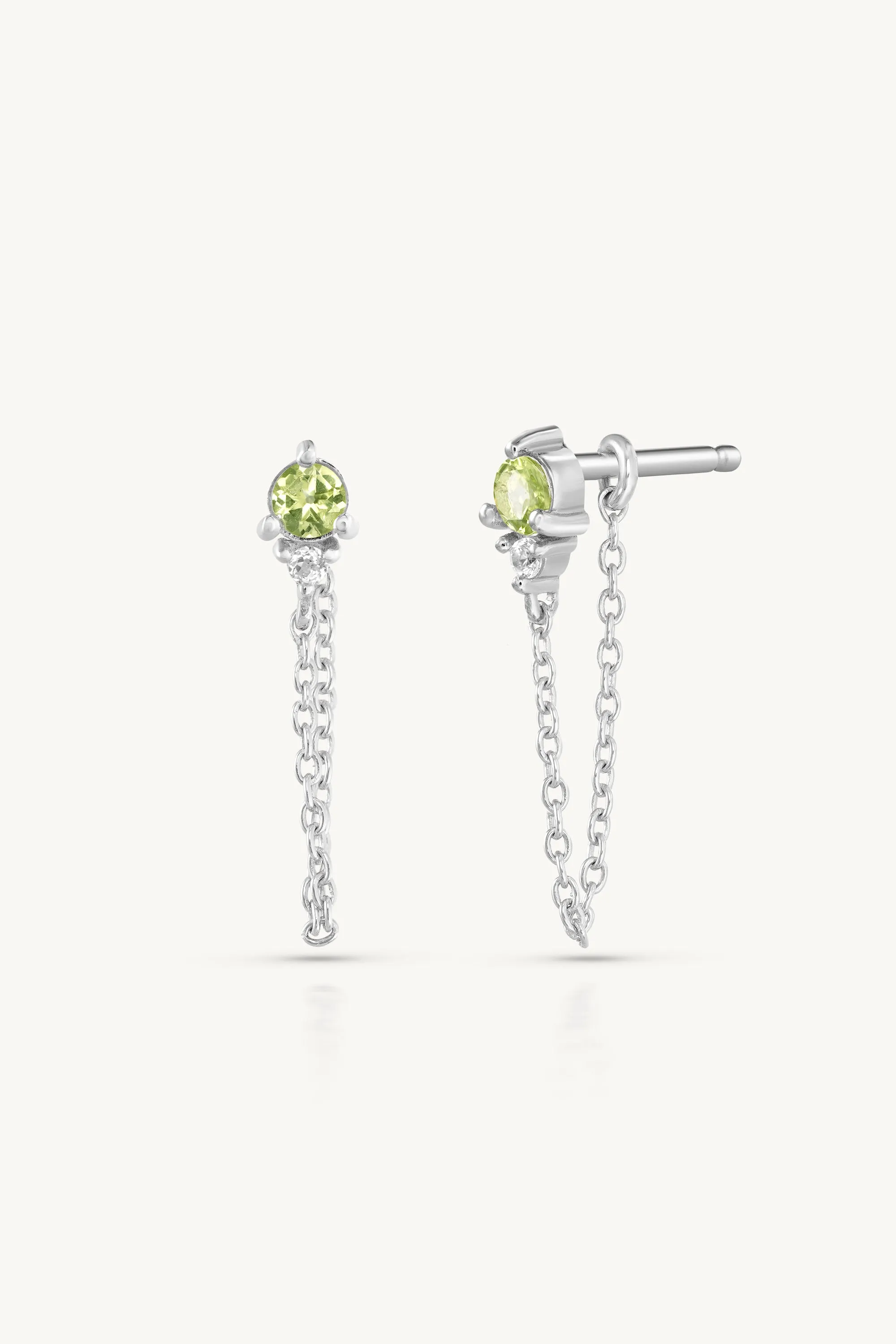 August Peridot Birthstone Silver Stud