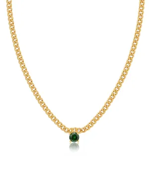 Bardot Stud Necklace- Emerald Green- Gold